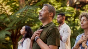 A-group-engaged-in-spiritual-practices-for-inner-peace