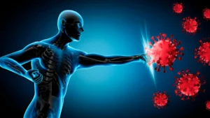 An-illustrated-human-body-fighting-off-a-virus-representing-the-immune-system-boost-from-meditation