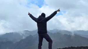 Kilimanjaro-Journey-A-triumphant-pose-atop-the-mountain