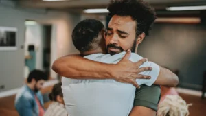 Two-friends-hugging-expressing-emotional-connection-and-support
